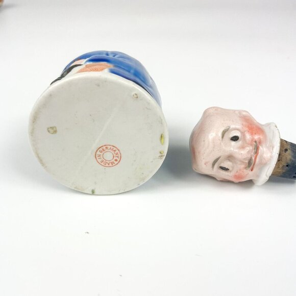 Antique Carters Ink Pa Bottle Figural Ceramic Man Blue Porcelain - Picture 7 of 7